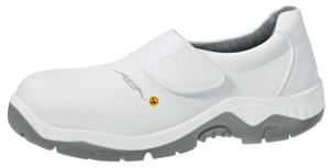 ESD White Microfibre Slip on Safety Shoes with fastening Strap 32130