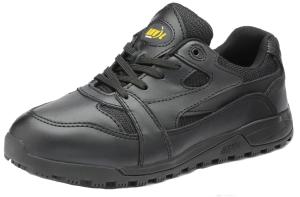 Utah Black Leather Slip Resistant Sole Anti-static Trainers