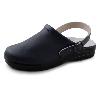 Navy Leather Clog with Heel Strap