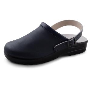 Navy blue leather nursing clog