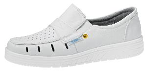 White ESD Leather Slip-on Shoes with vents