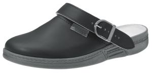 Black Leather Padded Instep Clogs