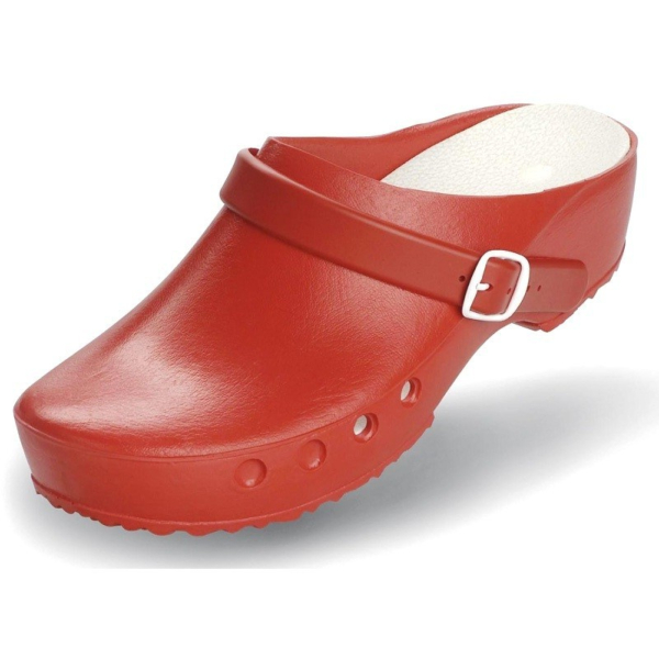RED CLOG WITH HEELSTRAP 