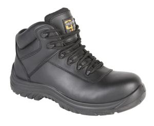 Black Leather Lace Up Safety Boots