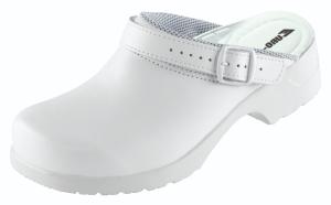 White Leather High Clogs with Heel Strap