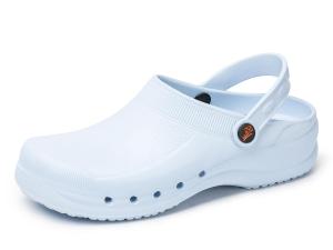 LIGHT BLUE WASHABLE CLOGS WITH HEEL STRAP