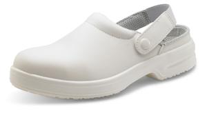 White Safety Clogs with Heel Straps Washable Microfibre uppers A711