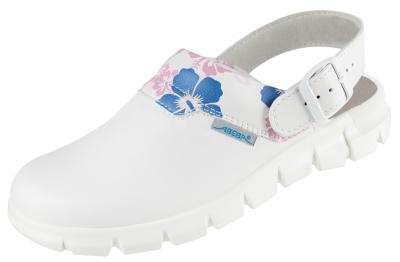White Patterned Microfibre Clogs
