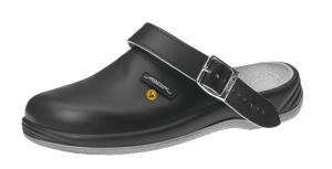 ESD Black Leather wider fit Antistatic Hospital Clogs SRC 38210